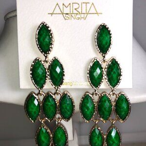 Amrita Evergreen & Gold Chandelier Earrings